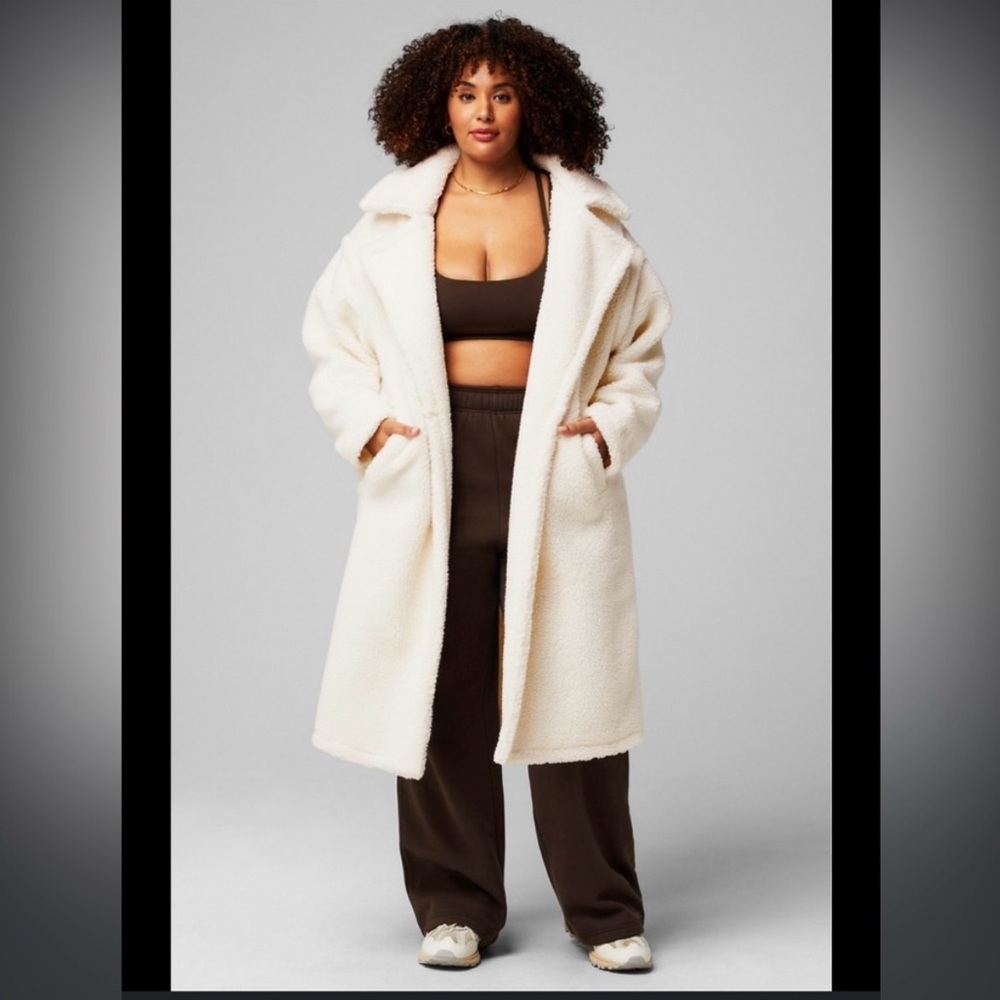 Fabletics off-white teddy coat